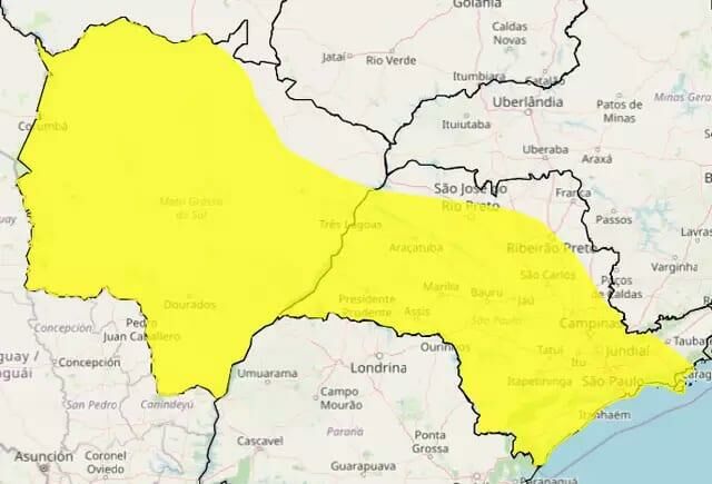 Imagem de compartilhamento para o artigo Costa Rica e Chapadão do Sul estão entre os municípios em alerta para risco de tempestade da MS Todo dia